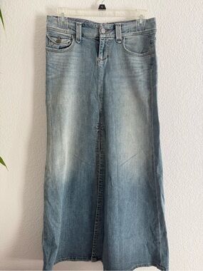 PAIGE Willoughby Light Blue Denim Maxi Skirt - Flare